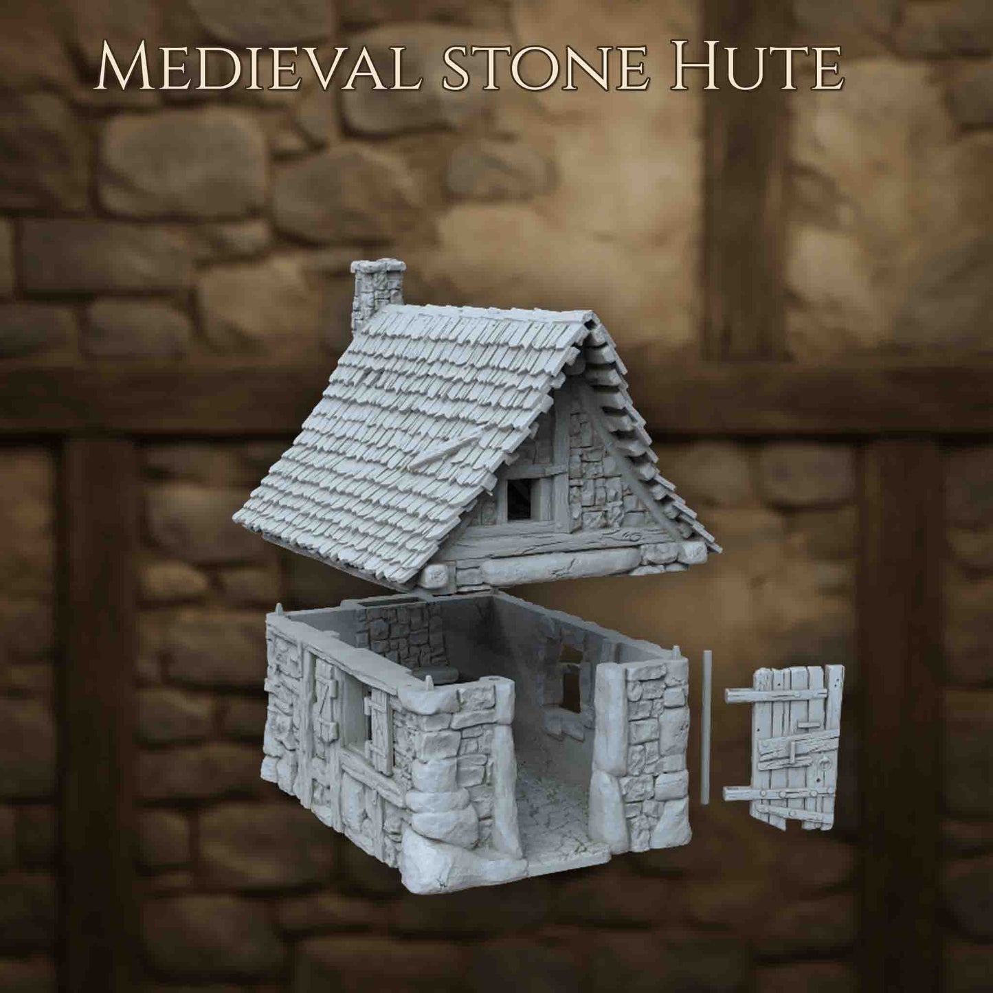 Cabane Médiévale en Pierre – Décor 3D pour Wargame