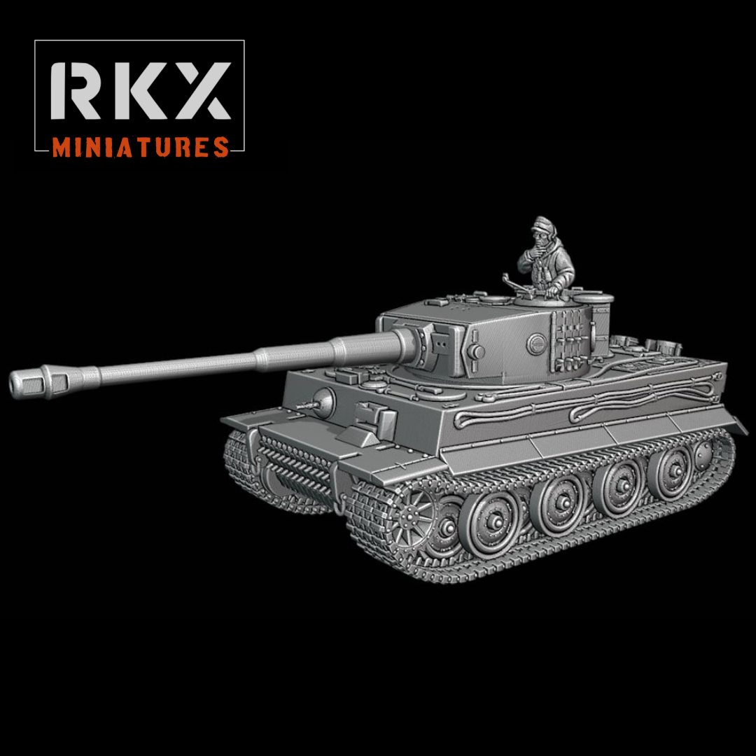 aquette en résine du char lourd allemand Tiger I version H1 pour jeu de figurines 28mm, design par RKX Miniatures.