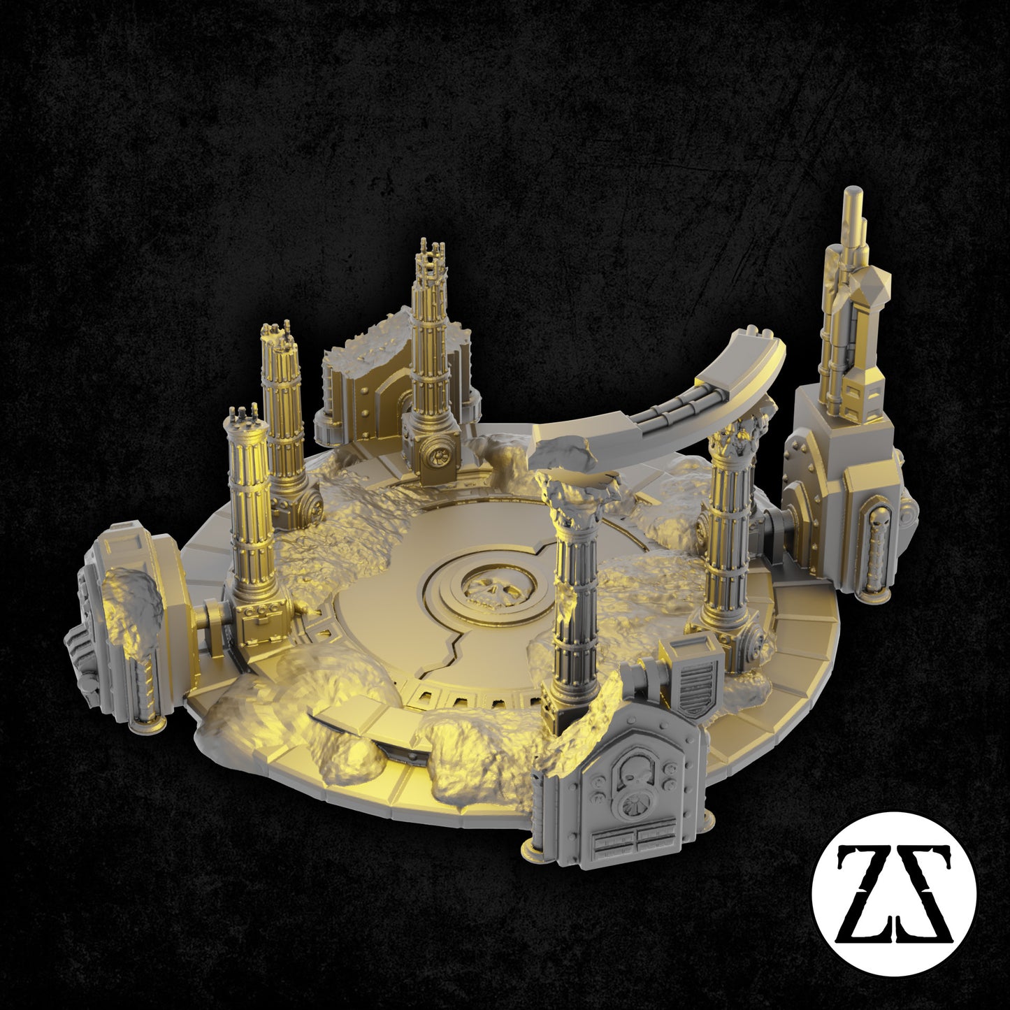Acumen Plaza Missile Silo Ruin, ancien silo de missiles détruit de la gamme Zorpsector Rome pour jeux de figurines science-fiction 28 à 32 mm.