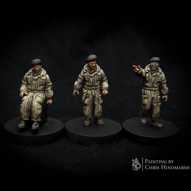 Équipage de chars britannique et canadien RKX Miniatures compatible avec les véhicules WW2 en 28 mm.