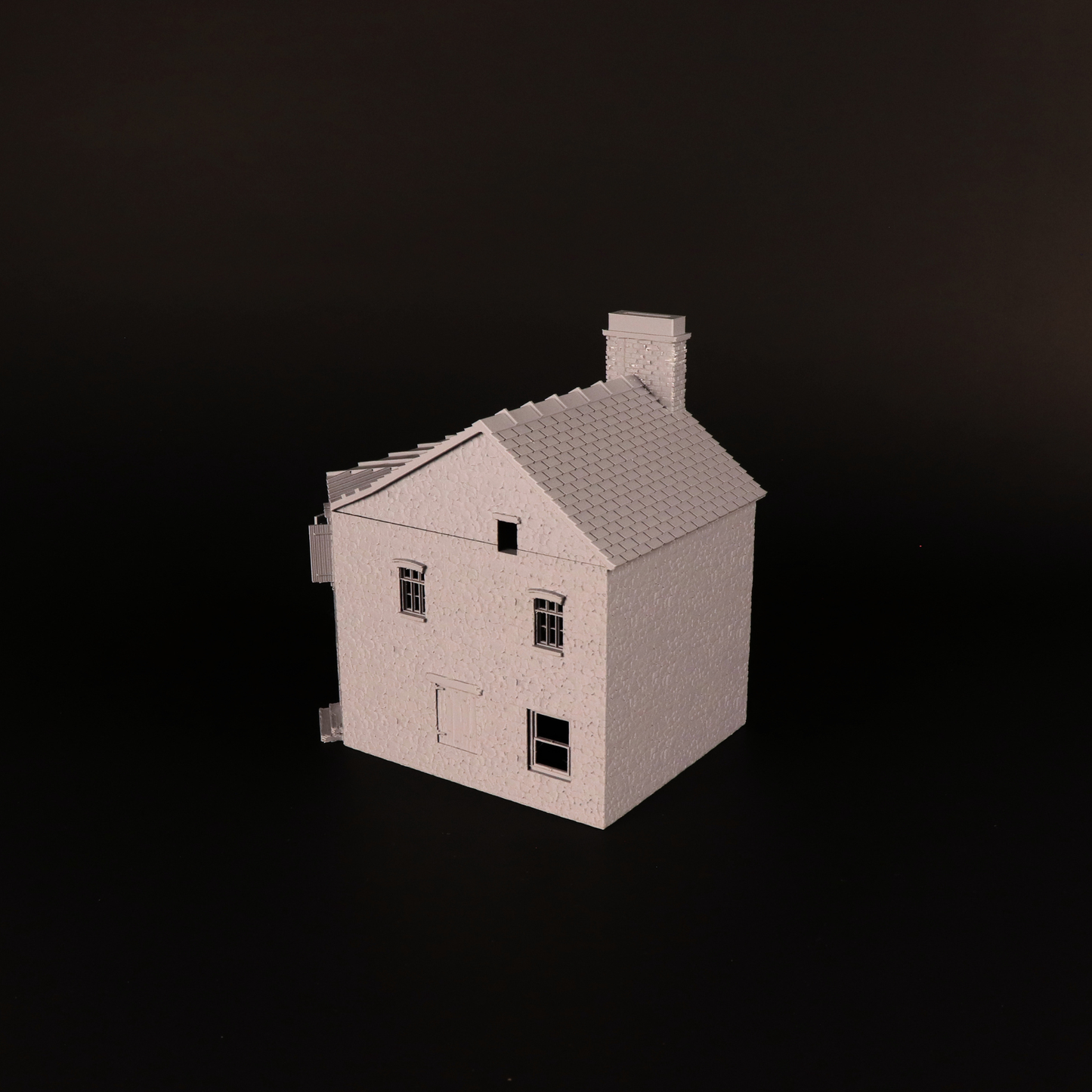 Vue arrière de la Corner House, décor de maison civile pour village WW2 et wargame 28 mm