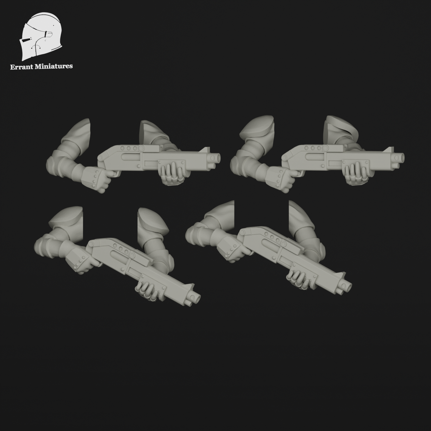 Pack de fusils à pompe Imperial Contractors comprenant 4 bras armés pour figurines de science-fiction 28-32 mm.