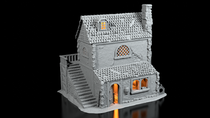 Maison Médiévale à terrasse – Décor 3D pour Wargame