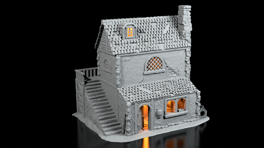 Maison Médiévale à terrasse – Décor 3D pour Wargame