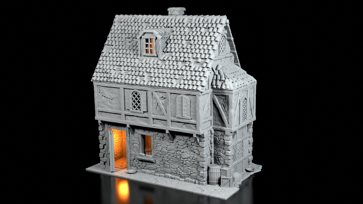 Auberge Médiévale en Pierre – Décor 3D pour Wargame