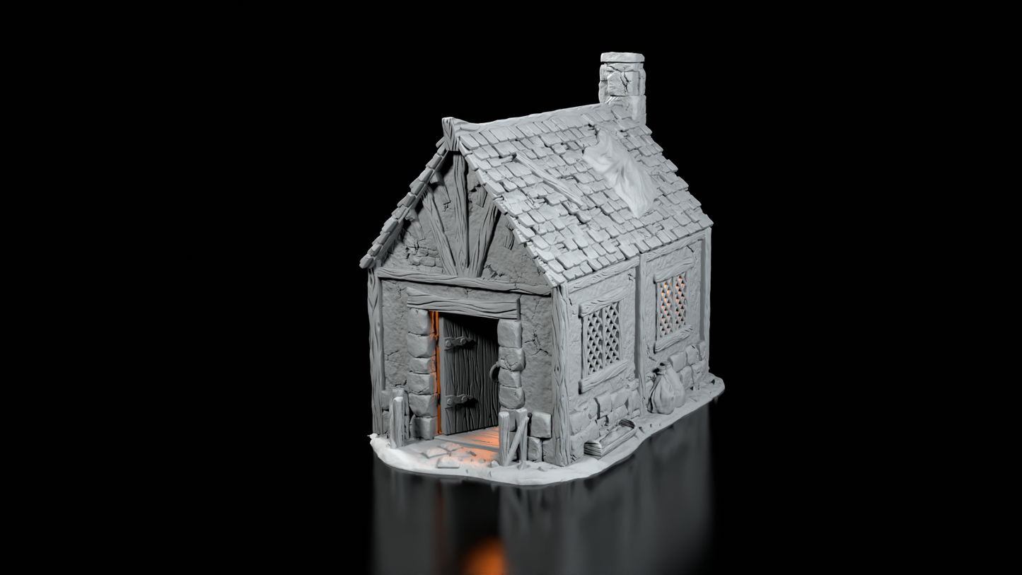 Chaumière Médiévale en Pierre – Décor 3D pour Wargame