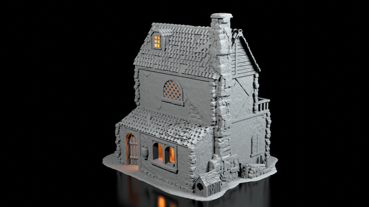 Maison Médiévale à terrasse – Décor 3D pour Wargame