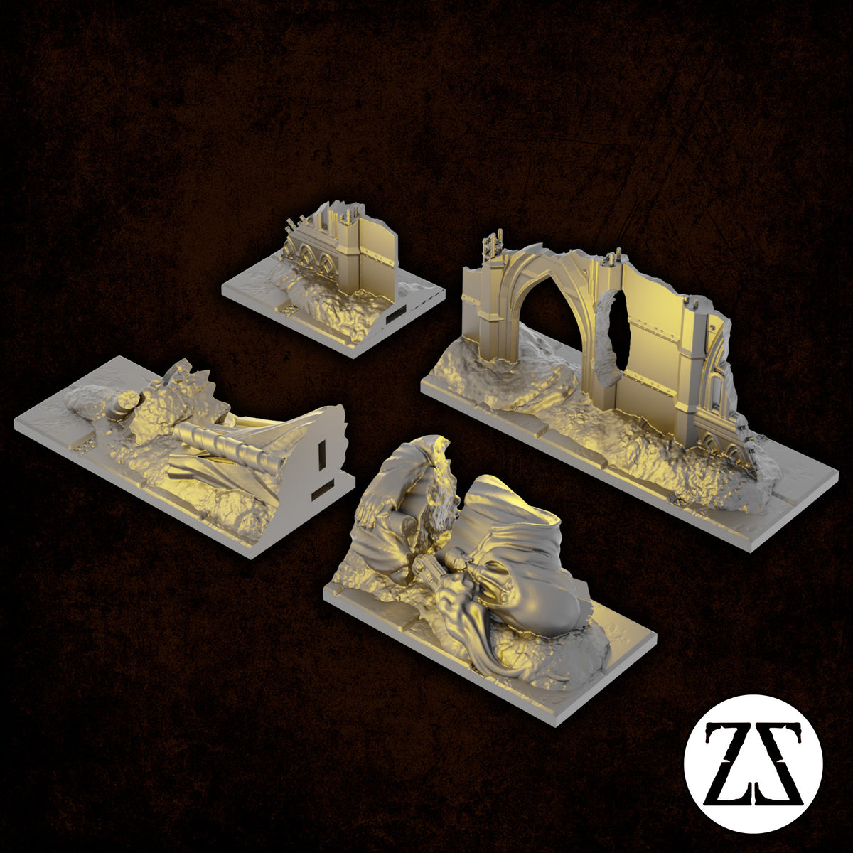 40K 11th Edition terrain footprints avec décors gothiques