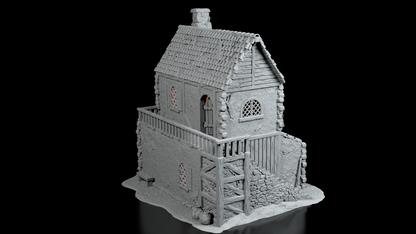 Maison Médiévale à terrasse – Décor 3D pour Wargame