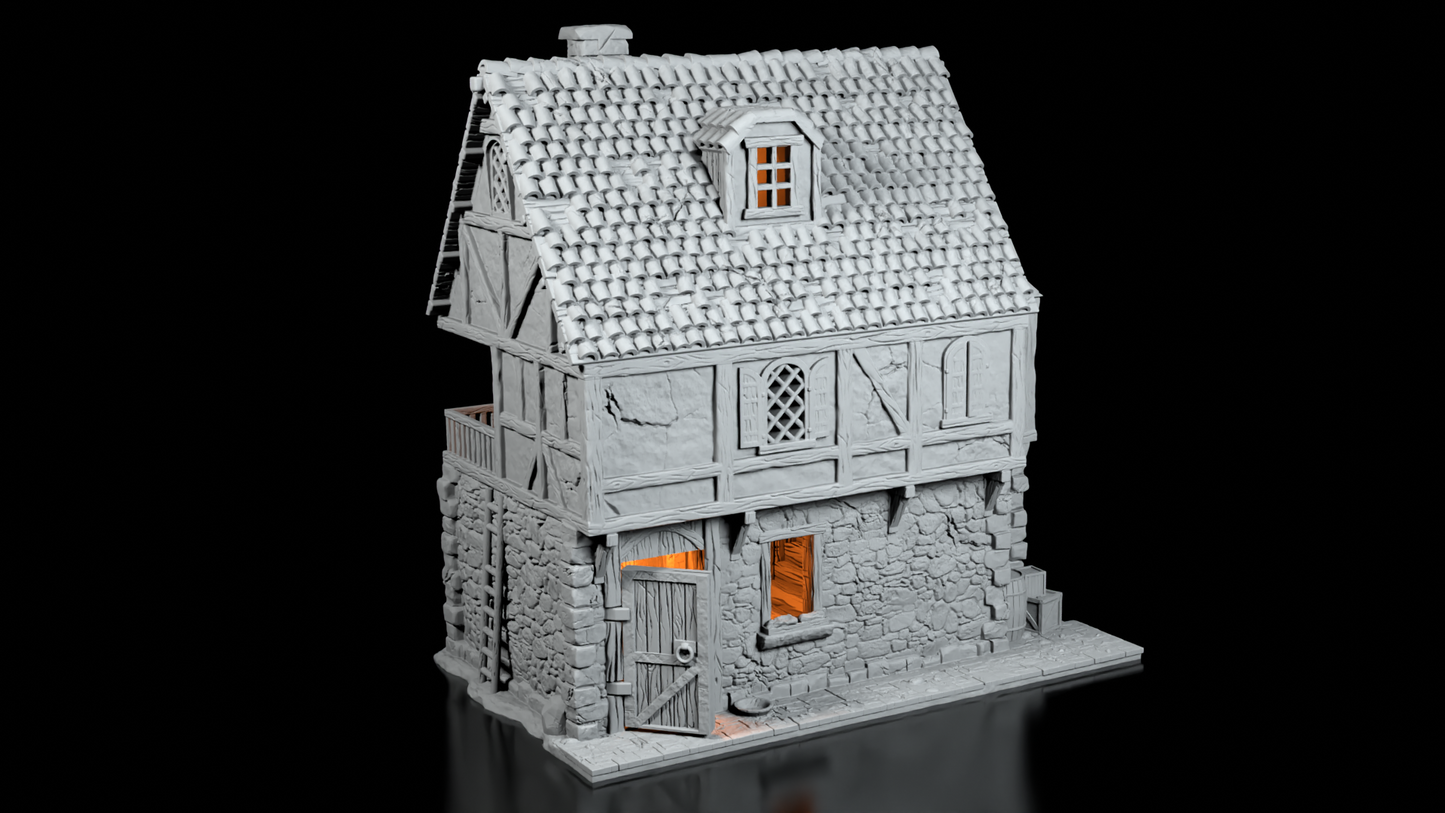 Auberge Médiévale en Pierre – Décor 3D pour Wargame