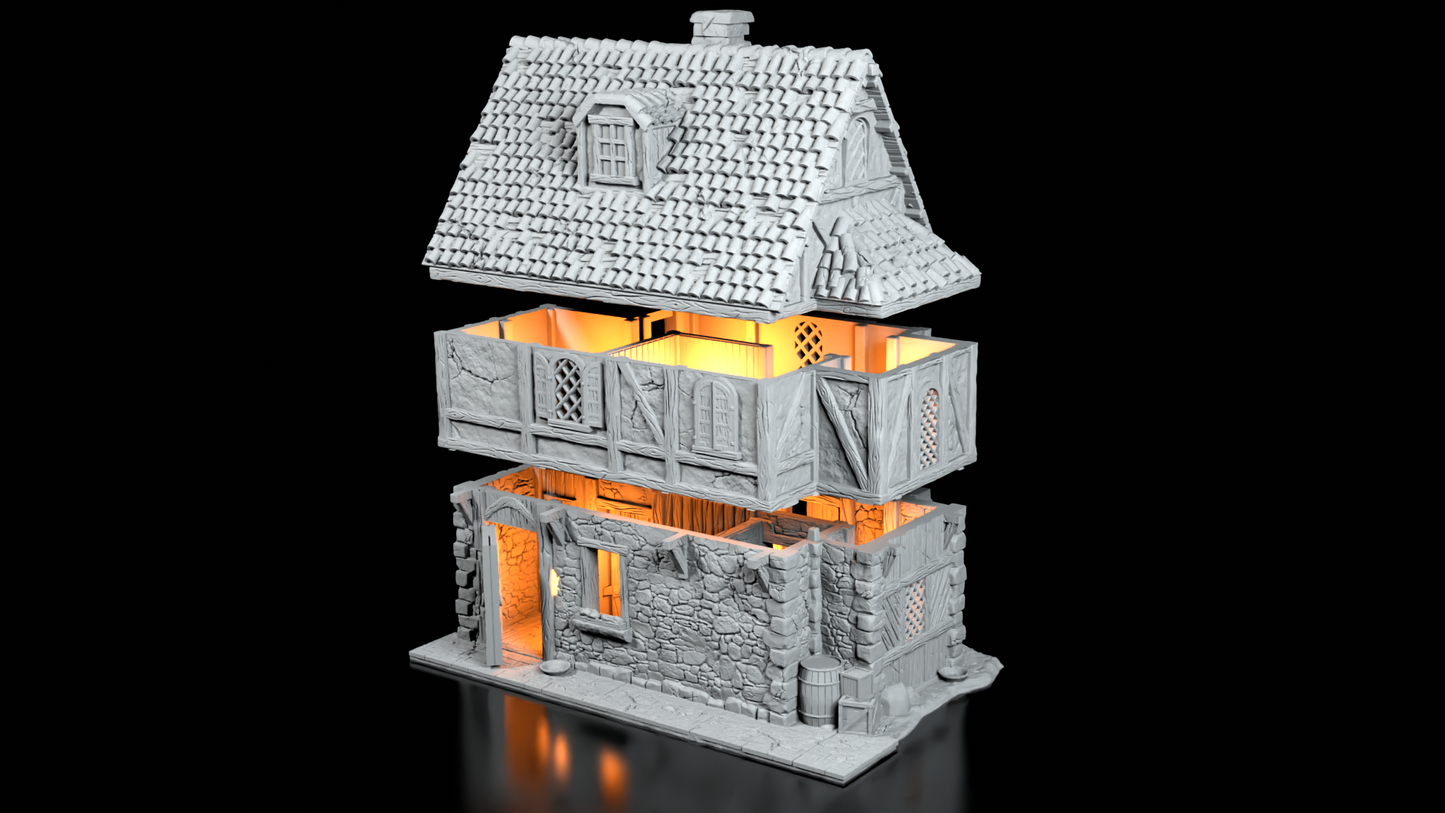 Auberge Médiévale en Pierre – Décor 3D pour Wargame