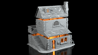 Maison Médiévale à terrasse – Décor 3D pour Wargame
