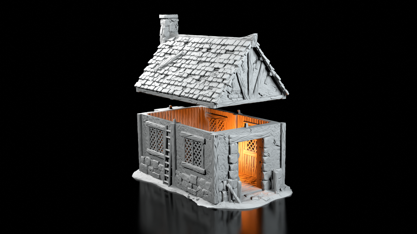 Chaumière Médiévale en Pierre – Décor 3D pour Wargame