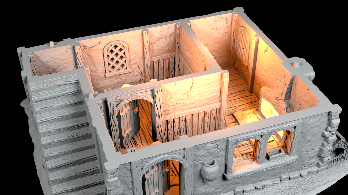 Maison Médiévale à terrasse – Décor 3D pour Wargame