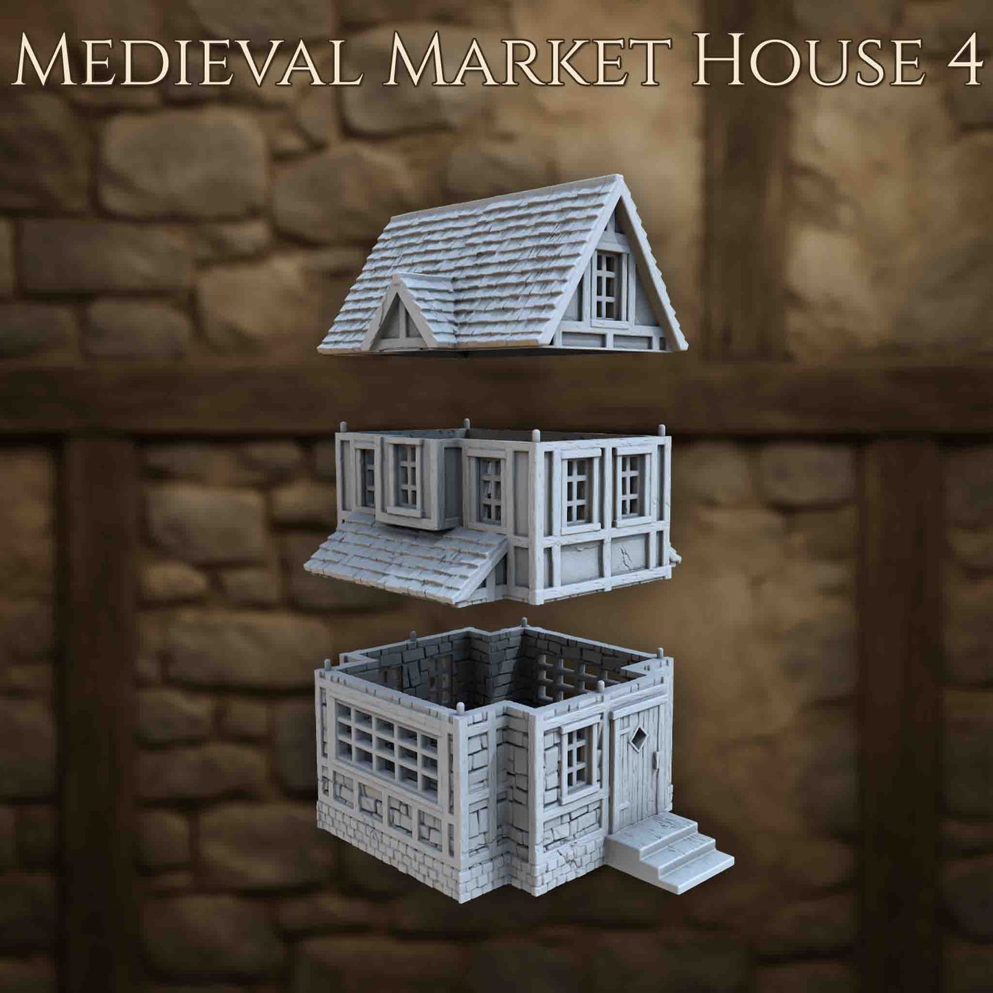 Maison du Marché Médiéval 4 – Décor 3D pour Wargame