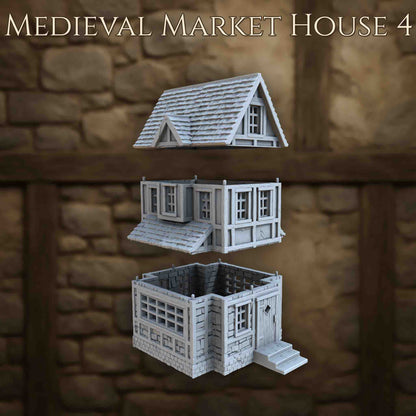 Maison du Marché Médiéval 4 – Décor 3D pour Wargame