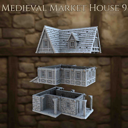 Maison du Marché Médiéval 9 – Décor 3D pour Wargame