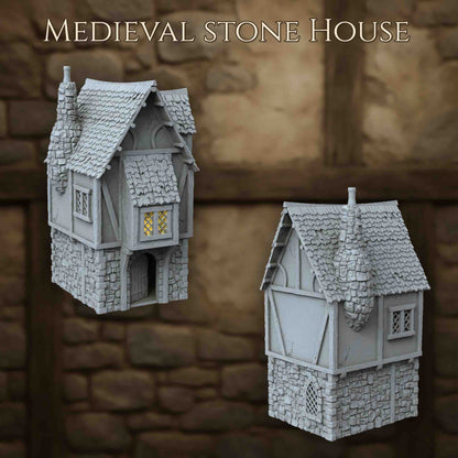 Maison Médiévale en Pierre – Décor 3D pour Wargame
