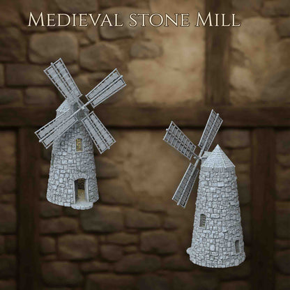 Moulin Médiéval en Pierre – Décor 3D pour Wargame