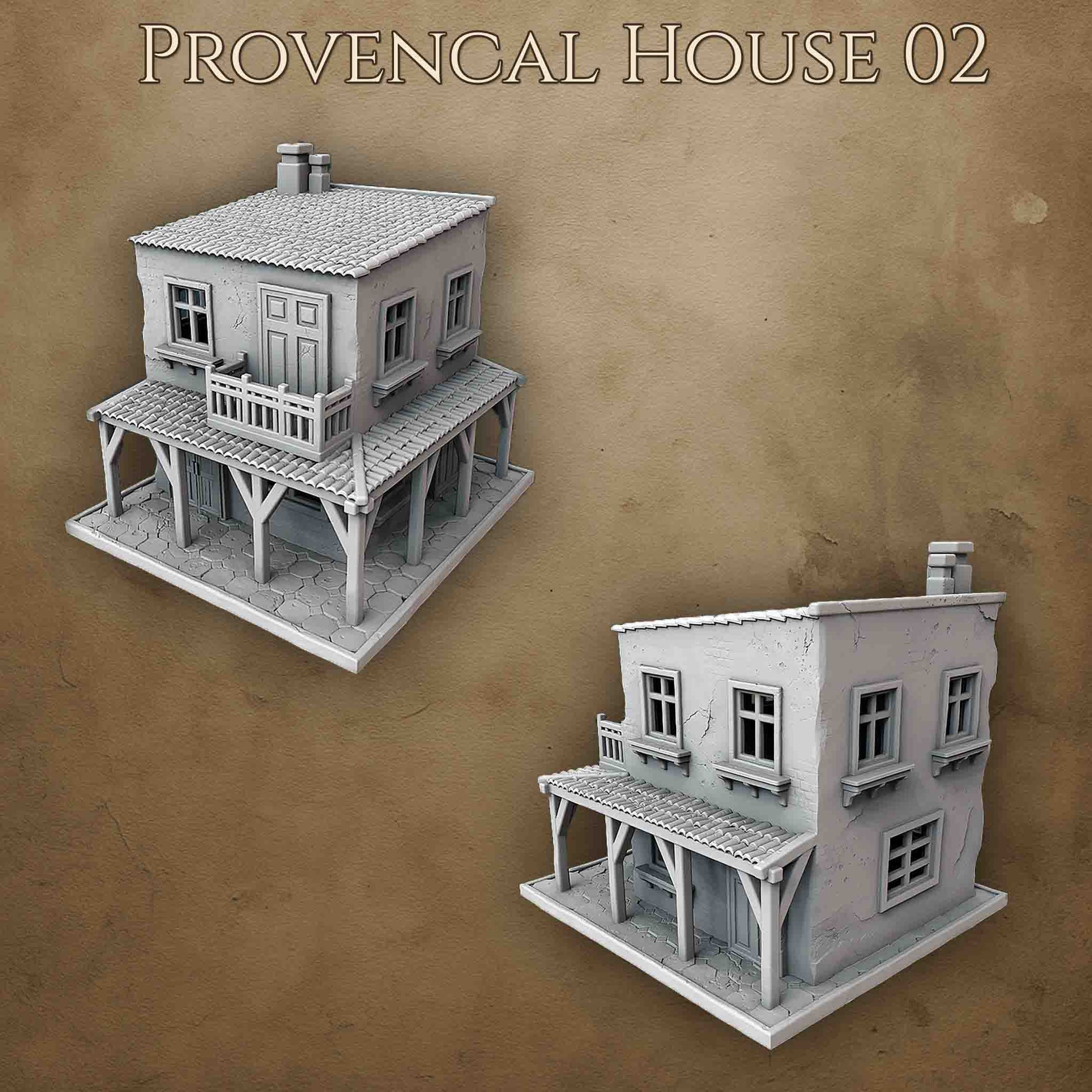 Maison provençale 3D imprimée pour wargame Bolt Action – modèle 02