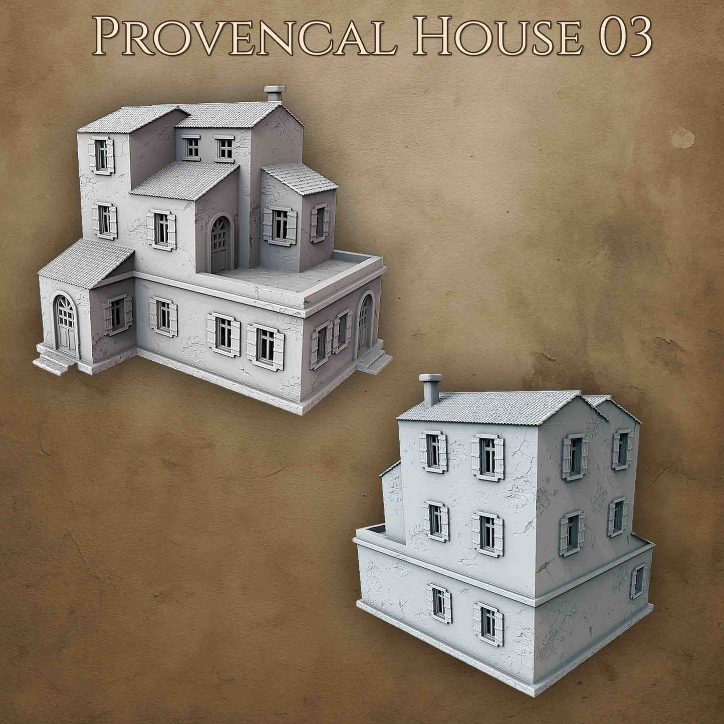 Maison provençale 3D imprimée pour wargame Bolt Action – modèle 03