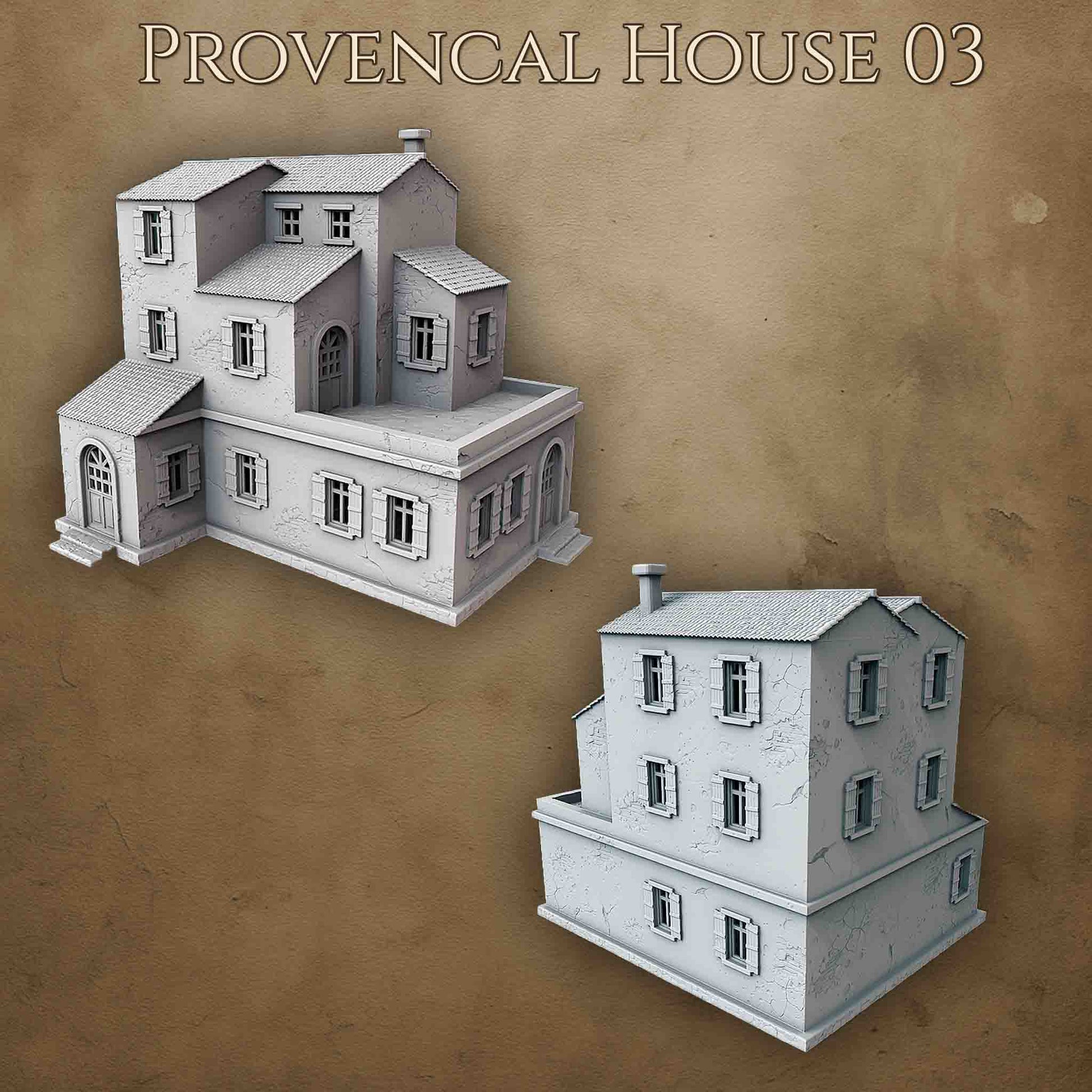 Maison provençale 3D imprimée pour wargame Bolt Action – modèle 03