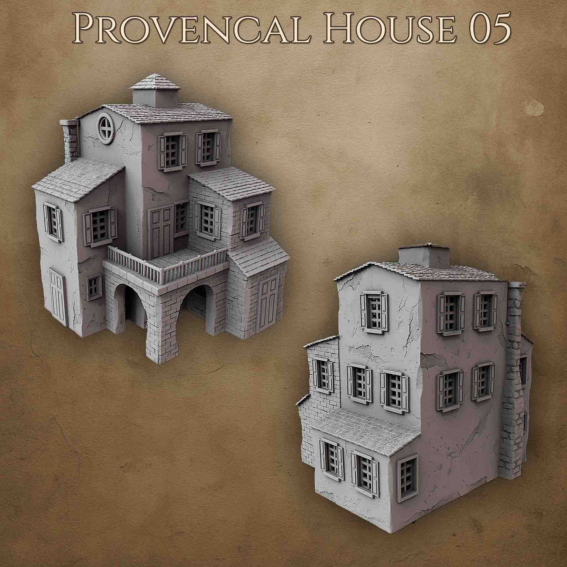 Maison provençale 3D imprimée pour wargame Bolt Action – modèle 05