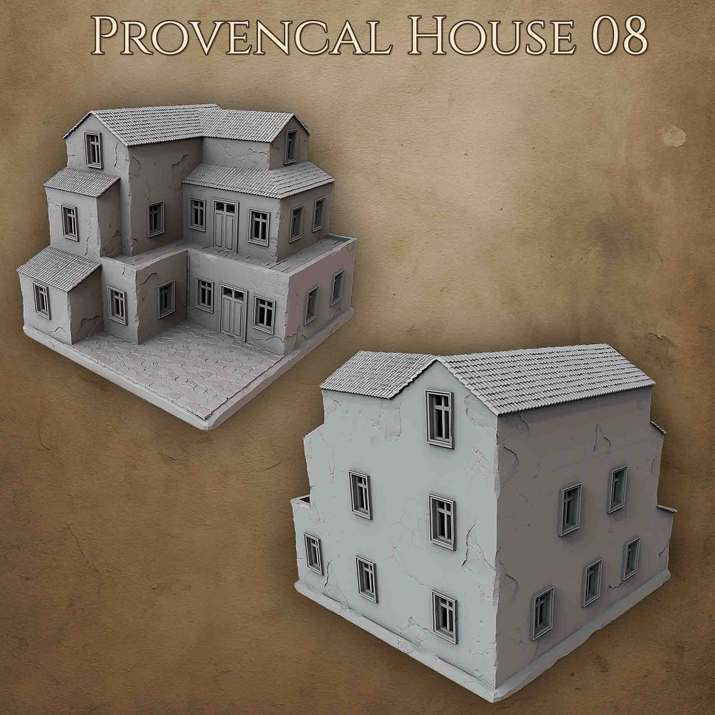 Maison provençale 3D imprimée pour wargame Bolt Action – modèle 08