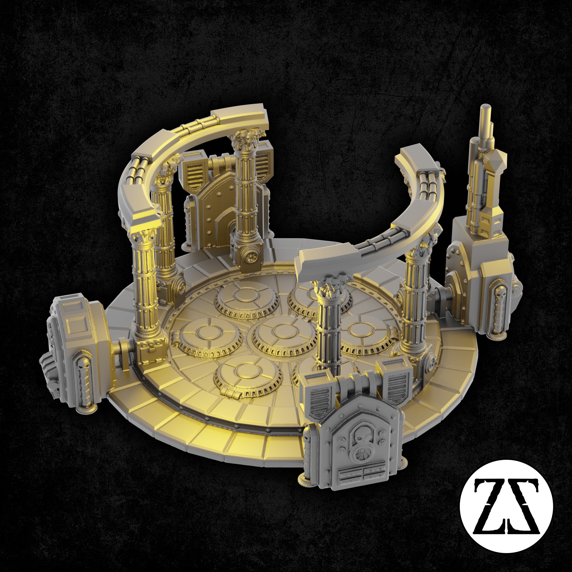 Acumen Plaza Missile Battery fermée de la gamme Zorpsector Rome pour jeux de figurines science-fiction 28 à 32 mm.