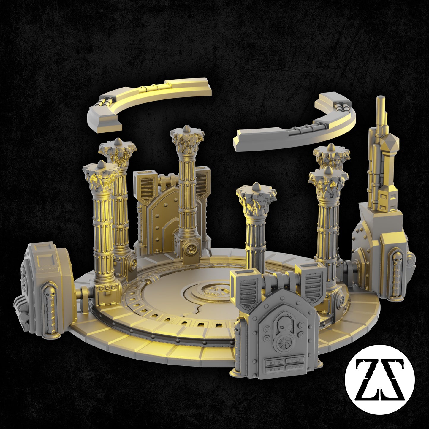 Acumen Plaza Missile Silo fermé de la gamme Zorpsector Rome pour jeux de figurines science-fiction 28 à 32 mm.