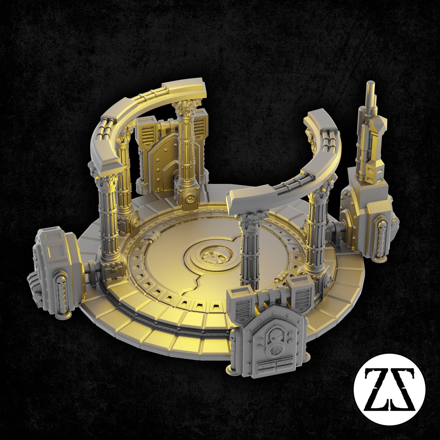 Acumen Plaza Missile Silo fermé de la gamme Zorpsector Rome pour jeux de figurines science-fiction 28 à 32 mm.