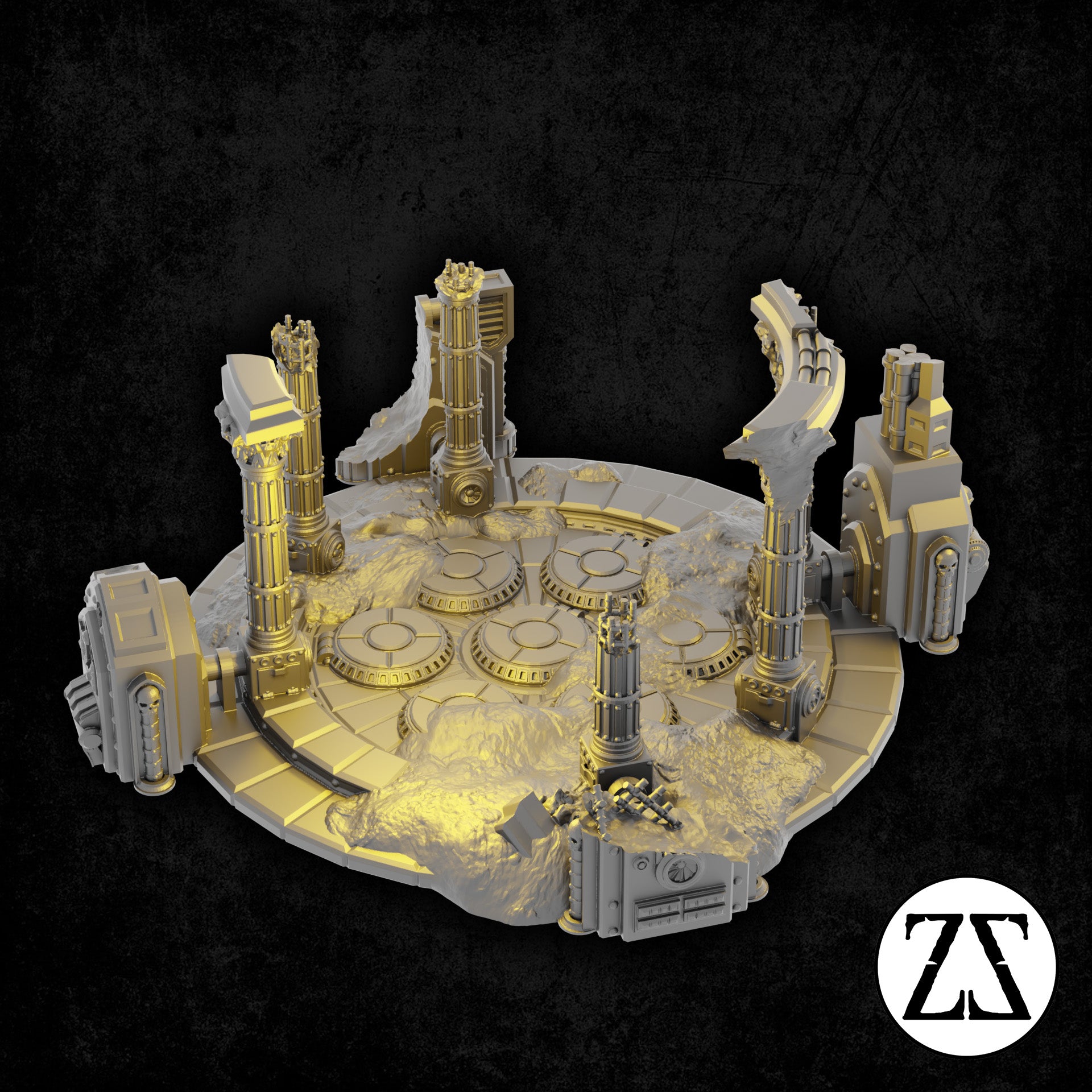 Acumen Plaza Ruin, place impériale détruite de la gamme Zorpsector Rome pour jeux de figurines science-fiction 28 à 32 mm.