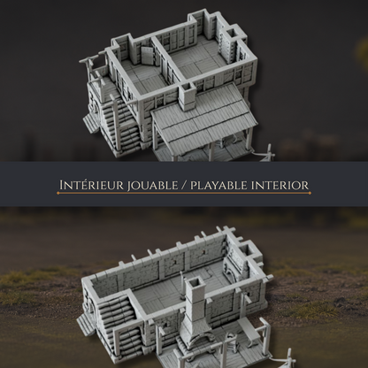 Intérieur jouable de la Blacksmith's House, bâtiment pour scénario Mordheim et wargame 28 mm