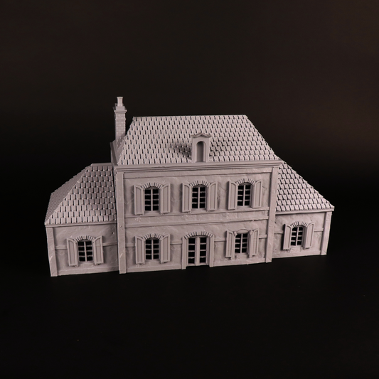 Breville School House, grand bâtiment normand avec cour pour Bolt Action et wargame historique 28 mm