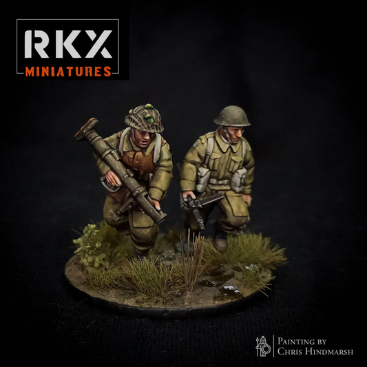 Équipe Canadian PIAT Team de RKX Miniatures en résine 28 mm compatible avec Bolt Action, Chain of Command, Battlegroup et autres jeux de figurines historiques.