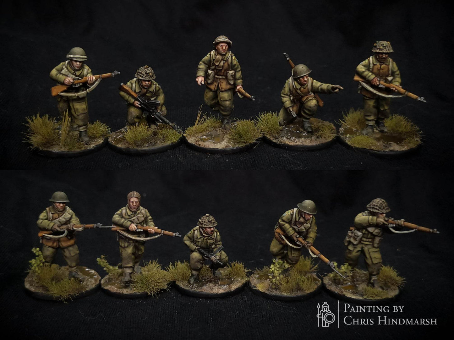Canadian Rifle Section 2 de RKX Miniatures composée de dix fantassins canadiens en résine 28 mm compatibles avec Bolt Action, Chain of Command et Battlegroup.