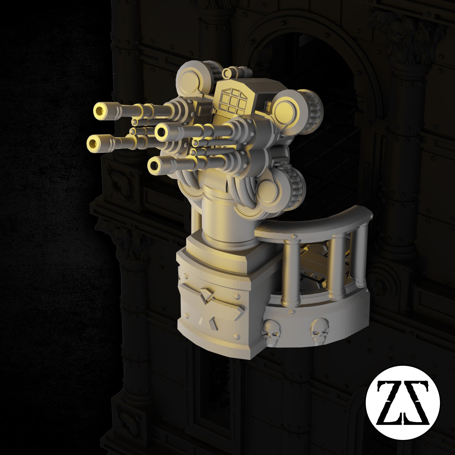 Autocanon modulaire Defence Cannon compatible avec les points de fixation des bâtiments Zorpsector Rome.