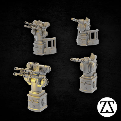 Kit Defence Cannons présentant les versions autocanon et canon laser avec leurs différents composants.