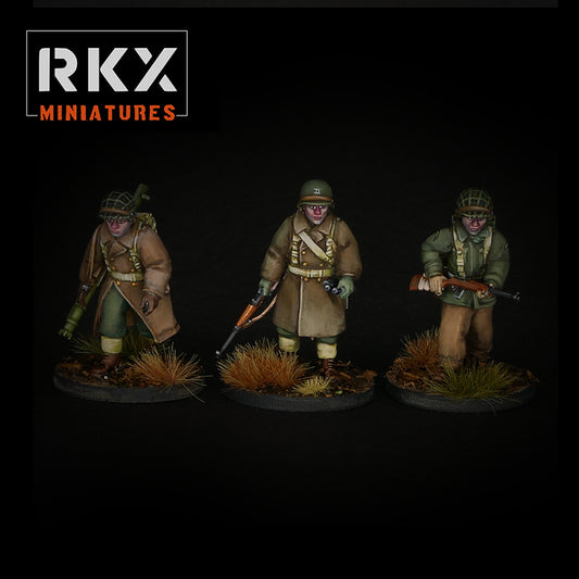 Groupe de commandement US Army en tenue d'hiver 28mm en résine par RKX Miniatures.