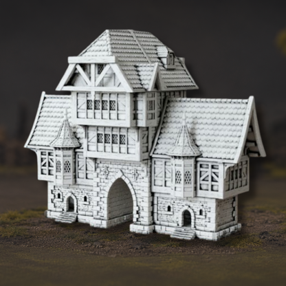 Gildengrund Gatehouse, porte de ville médiévale 28-32 mm pour table Mordheim et wargame fantasy