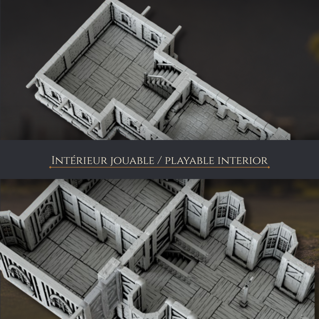 Intérieur jouable de la Gildengrund Merchant House II pour Mordheim, The Old World et wargame fantasy
