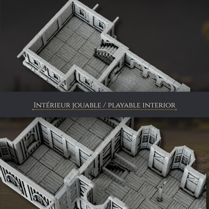 Intérieur jouable de la Gildengrund Merchant House II pour Mordheim, The Old World et wargame fantasy