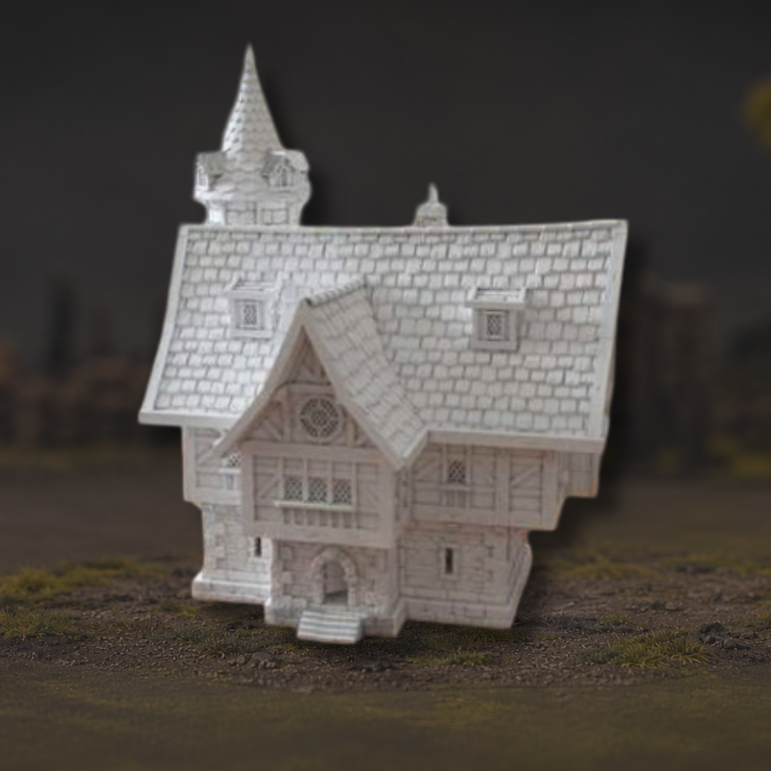 Gildengrund Townhouse III avec tour médiévale, décor 28-32 mm pour Mordheim