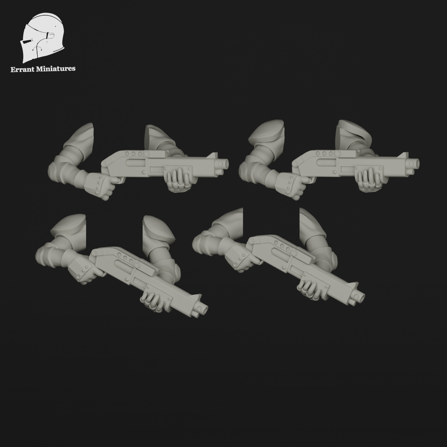 Pack de fusils à pompe Imperial Contractors comprenant 4 bras armés pour figurines de science-fiction 28-32 mm.