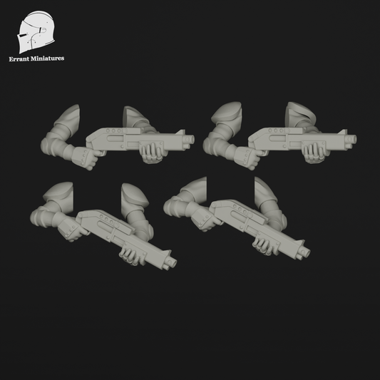 Pack de fusils à pompe Imperial Contractors comprenant 4 bras armés pour figurines de science-fiction 28-32 mm.