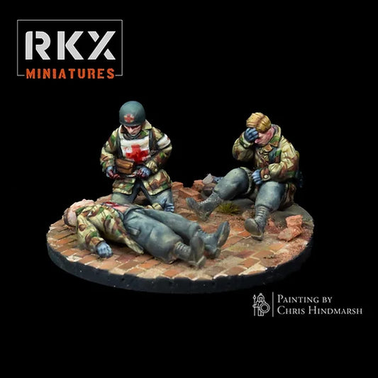 Figurine de médecin militaire Fallschirmjäger (Medic) pour Bolt Action, infirmier parachutiste allemand avec brassard de la Croix-Rouge, impression 3D résine 28mm 1/56, peinture Chris Hindmarsh.