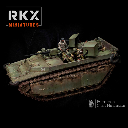 Véhicule amphibie LVT(A)-4 (Polsten) de RKX Miniatures en résine 28 mm compatible avec Bolt Action, Chain of Command, Battlegroup et autres jeux de figurines historiques.