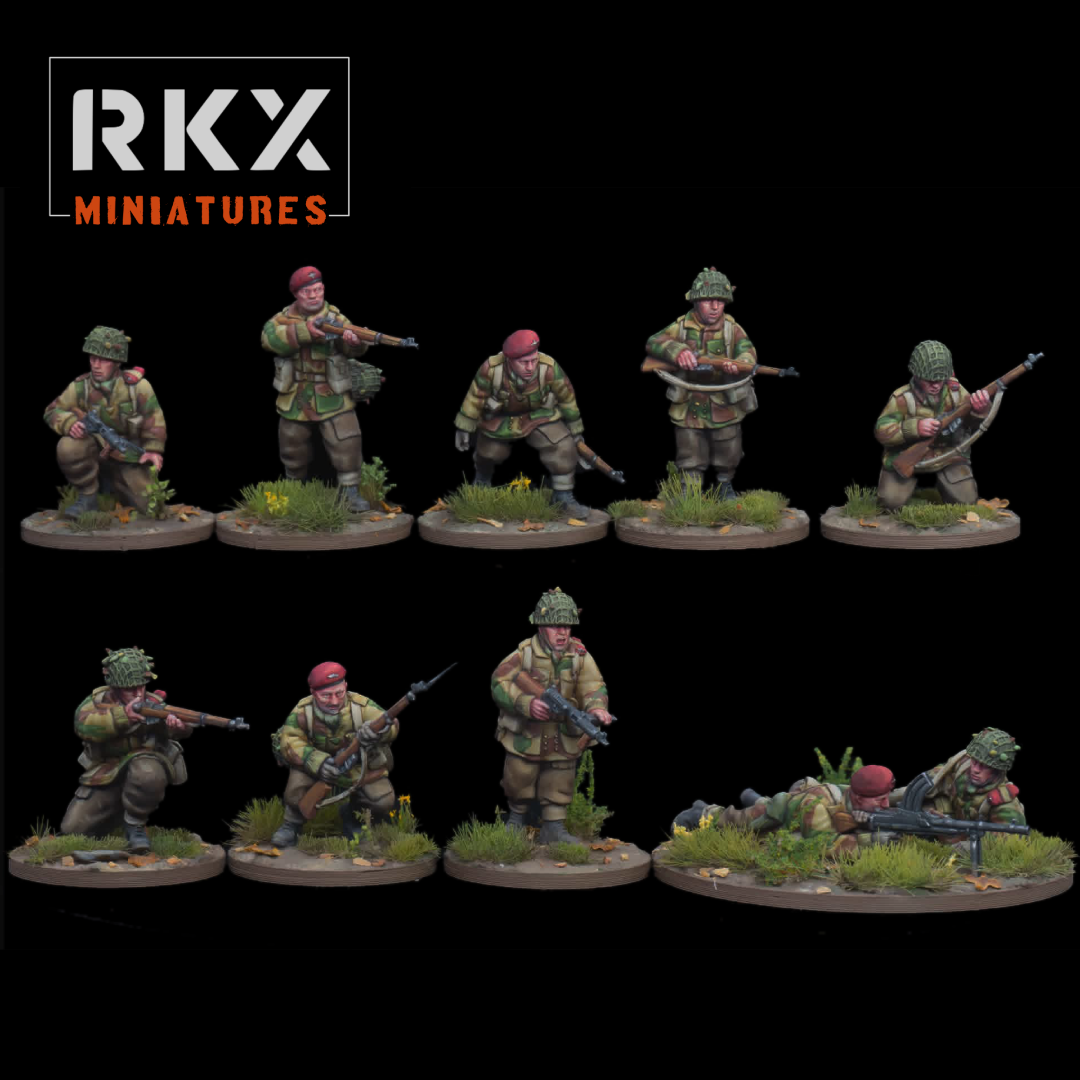 Para Section Gliderborne avec 10 parachutistes britanniques 28 mm RKX Miniatures pour Bolt Action, Chain of Command et wargames WW2. Figurines pour jeux de wargames 28mm.