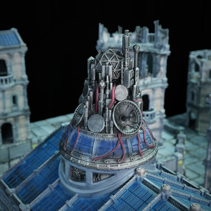 Parthantheon équipé d'une antenne de communication pour table de jeu science-fiction.