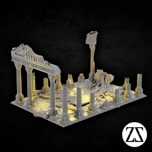 Parthantheon Ruiné de la gamme Zorpsector Rome, temple impérial détruit pour jeux de figurines.